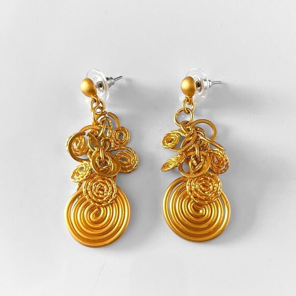 Gold Spiral Chandelier Earrings - Picture 1 of 3